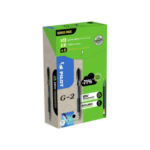 Pilot Green Pack G-2 lot de 12 stylos gel et 12 recharges 