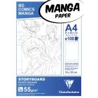 Clairefontaine Papier Manga - Papier storyboard A4 - mise en page 1 pli