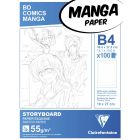 Clairefontaine Papier Manga - Papier storyboard B4 - mise en page 1 pli