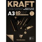Clairefontaine Bloc A3 en papier kraft - Marron / Noir