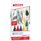 Edding 4500 Jeu de marqueurs textiles de 5 couleurs de base