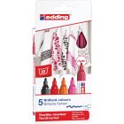 Edding 4500 Jeu de 5 marqueurs textiles de couleurs chaudes