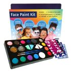 QBIX Ensemble complet de peinture pour le visage avec modèles et 14 couleurs