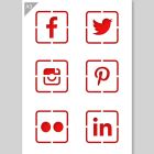 QBIX Pochoir de médias sociaux - format A3