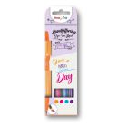 Pentel Stylo pinceau 4 couleurs (orange/rose/bleu clair/violet)