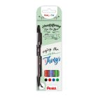 Pentel Stylo pinceau 4 couleurs (noir/rouge/bleu/vert)