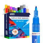 QBIX Ensemble de marqueurs de peinture acrylique pointe fine - 18 couleurs