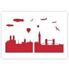 QBIX Pochoir de skyline de Londres - A3