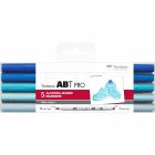 Tombow ABT PRO Jeu de marqueurs de 5 nuances de bleu
