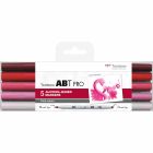 Tombow ABT PRO Jeu de marqueurs de 5 nuances de rose