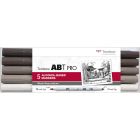 Tombow ABT PRO Marker jeu de 5 couleurs gris chaud