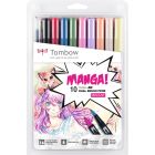 Tombow Dual Brush Pen Manga Shojo jeu de 10 couleurs