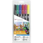 Tombow Dual Brush Pen jeu de 6 couleurs primaires