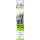Winsor & Newton Foundation Pinceaux plats pour couleurs à l'huile, jeu de 6, à manche court