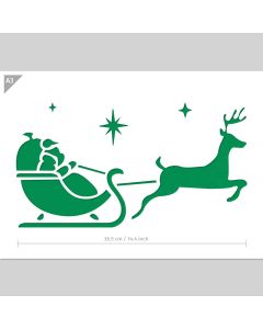 QBIX Pochoir Santa Reindeer Sleigh - Format A3