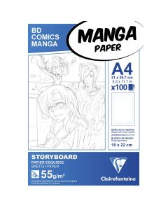Clairefontaine Papier Manga - Papier storyboard A4 - mise en page 1 pli