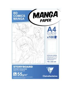 Clairefontaine Papier Manga - Papier storyboard A4 - mise en page 6 plis