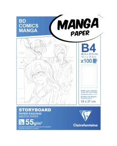 Clairefontaine Papier Manga - Papier storyboard B4 - mise en page 6 plis