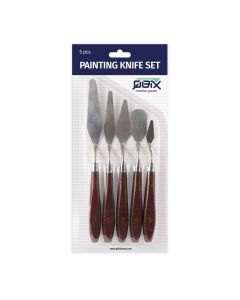 QBIX Set de couteaux à palette pour la peinture - 5 pièces avec manche en bois