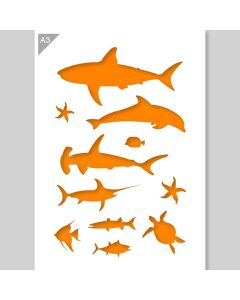 QBIX Pochoir de pêche - format A3