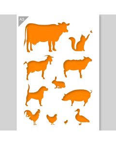 QBIX Pochoir animaux de la ferme - format A3
