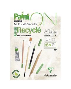 Clairefontaine Paint-ON Bloc A3 recyclé Mixed Media – Blanc