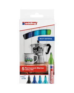 Edding 3000 marqueur permanent set de 5 couleurs froides