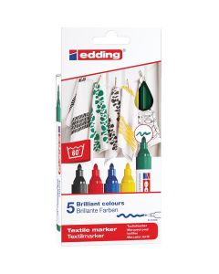Edding 4500 Jeu de marqueurs textiles de 5 couleurs de base