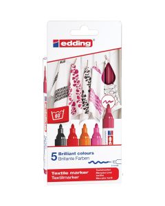 Edding 4500 Jeu de 5 marqueurs textiles de couleurs chaudes