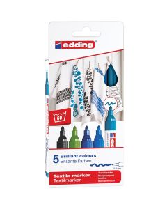 Edding 4500 Jeu de marqueurs textiles de 5 couleurs froides