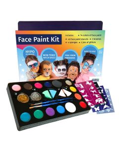 QBIX Ensemble complet de peinture pour le visage avec modèles et 14 couleurs