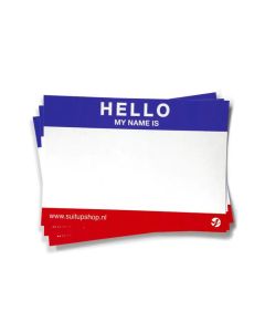 Autocollants "Hello My Name" 50pcs - Bleu/Rouge