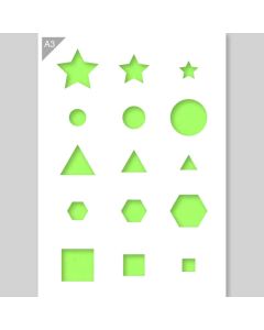 QBIX Pochoir A3 Star Rectangle Circle Triangle Hexagone Formes primaires
