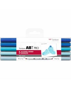 Tombow ABT PRO Jeu de marqueurs de 5 nuances de bleu