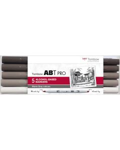 Tombow ABT PRO Marker jeu de 5 couleurs gris chaud