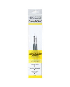 Winsor & Newton Foundation Pinceaux plats pour peinture acrylique, lot de 3 avec manche court