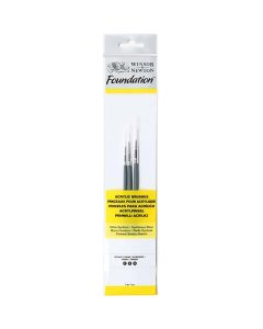 Winsor & Newton Foundation Pinceaux pour peinture acrylique set de 3 pièces - rond avec manche court