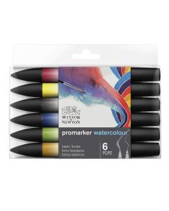 Winsor & Newton Promarker Watercolour Jeu de base de 6 marqueurs de couleur à l'eau