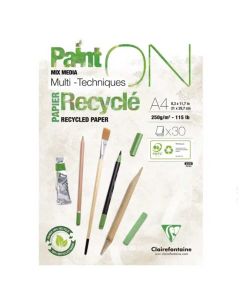 Clairefontaine Paint-ON Bloc A4 recyclé Mixed Media – Blanc