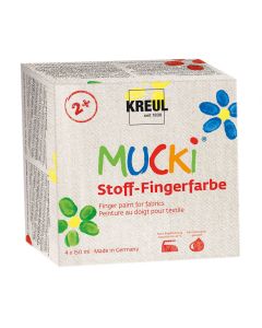 MUCKI - 4 x 150 ml de peinture pour doigts textile