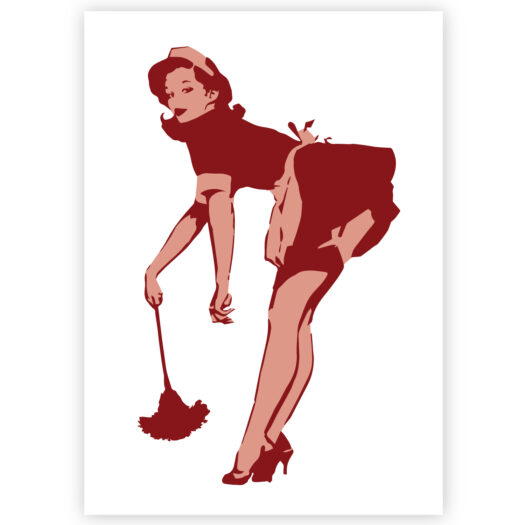 Pin-up maid stencil, Pin-Up schoonmaakster sjabloon