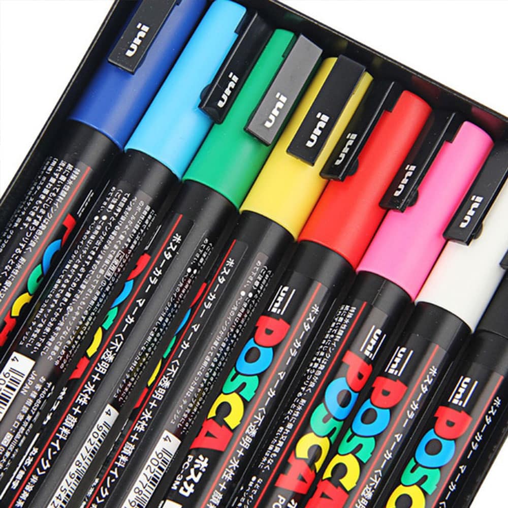 Posca Lot Economique 8 Marqueurs PC-5M conique moyen:couleurs populaires  pointe 2,5 mm à prix pas cher