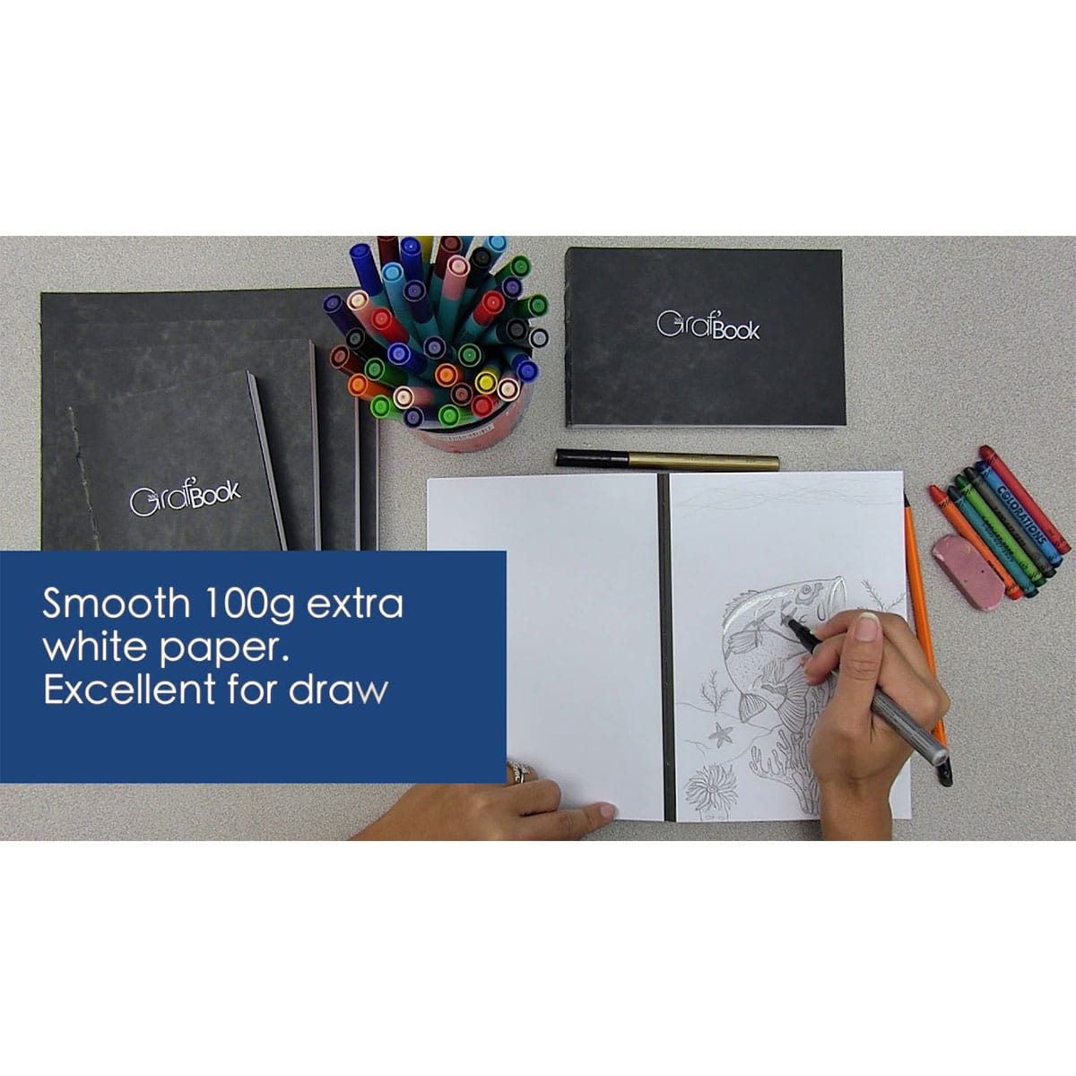 Carnet à dessin Graf'Book 360° - A5 - 200 pages - Papiers à dessin - Creavea