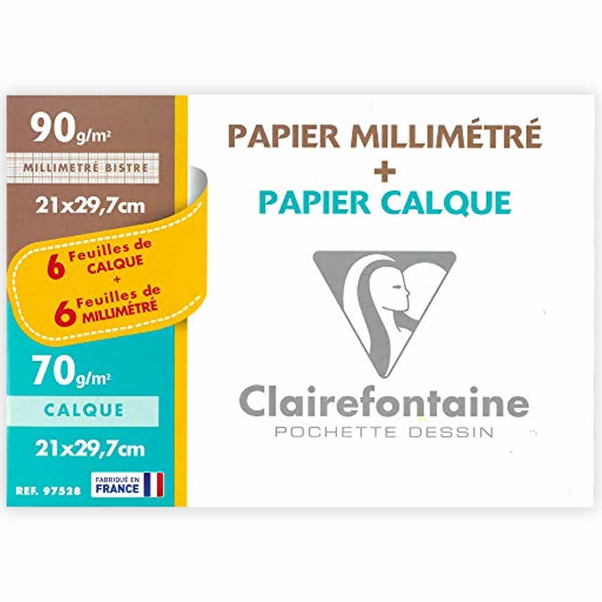 Clairefontaine A4 - 6x papier millimétré + 6x papier calque