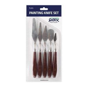 QBIX Set de couteaux à palette pour la peinture - 5 pièces avec manche en bois