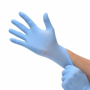 100x gants jetables en nitrile bleu