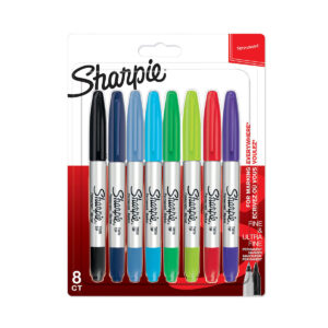 Sharpie Twin Tip set heeft aan de ene kant een viltstift marker en aan de andere kant een fijne fineliner. De set bestaat uit acht kleuren.