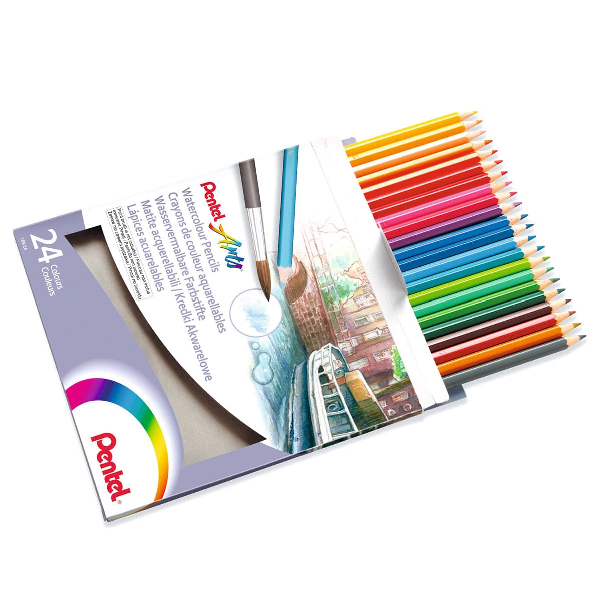 Pentel CB9 étui de 24 crayons de couleur aquarellables 