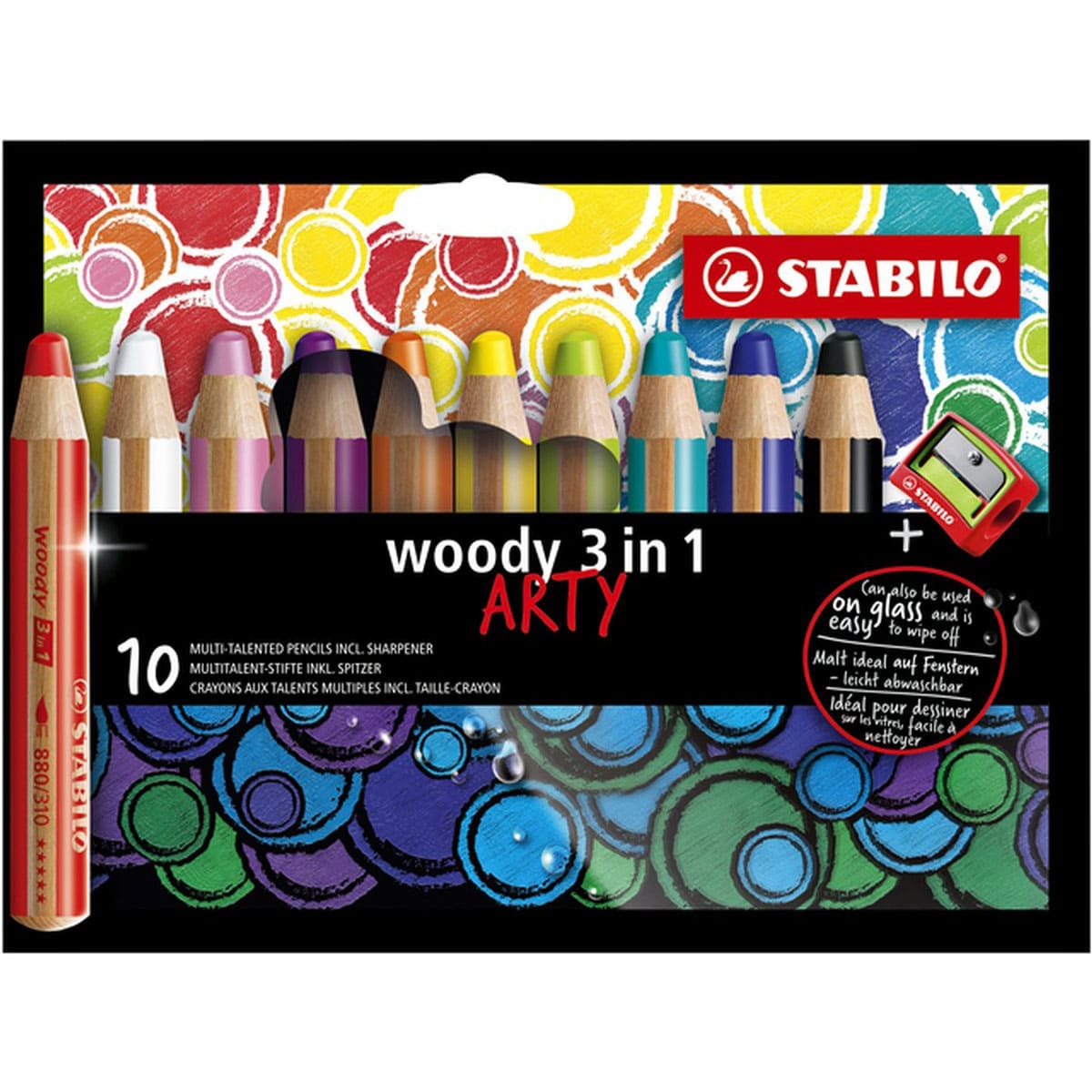 Crayon de couleur STABILO 880 woody 3-en-1 multi-surfaces turquoise sur