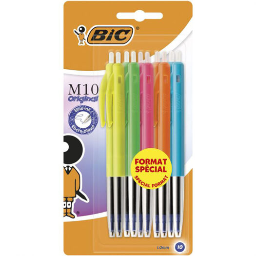 BIC balpennen set van 14 stuks geel, groen, roze, oranje, blauw